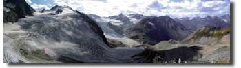 Rettenbach Tiefenbach - Oetztaler Gletscherstrae (2820m)

Groartiger Blick vom Rettenbachjoch (2990m) nach Westen in die tztaler Alpen. <br>Gut zu erkennen ist die 1892 erbaute Braunschweiger Htte (2759m), dahinter der Abgrund ins Pitztal. 